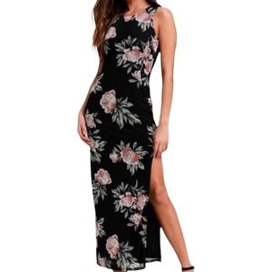 NWT Lulus Sweet Life Peoni Floral Print Sleeveless Lined Maxi Dress